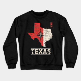 Vintage Texas State Map Lone Star Pride Art Crewneck Sweatshirt
