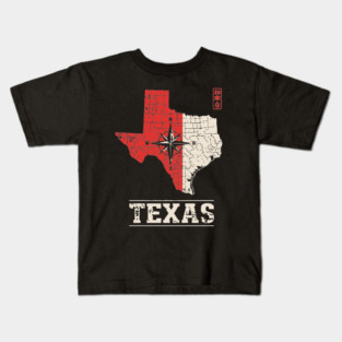 Vintage Texas State Map Lone Star Pride Art Kids T-Shirt