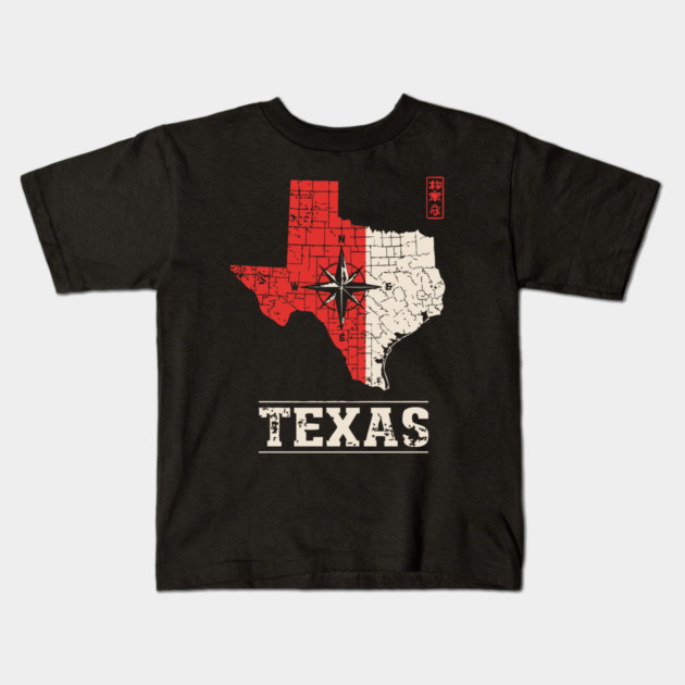 Vintage Texas State Map Lone Star Pride Art Kids T-Shirt by TuncGK