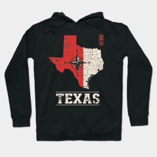 Vintage Texas State Map Lone Star Pride Art Hoodie