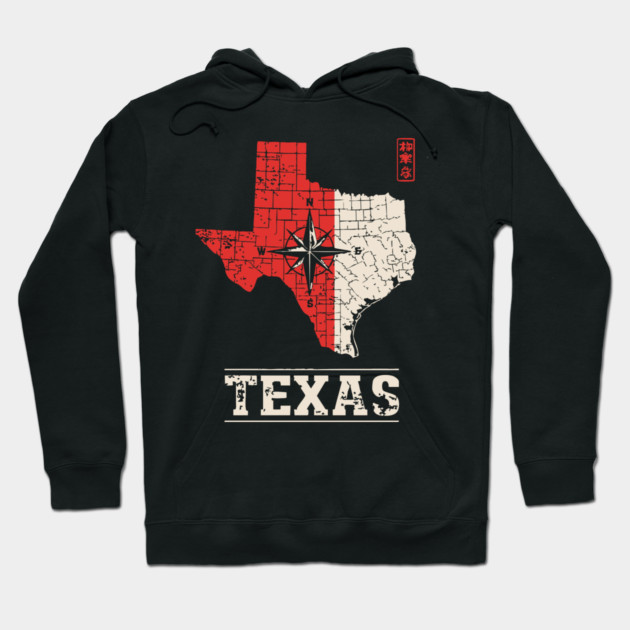 Vintage Texas State Map Lone Star Pride Art Hoodie by TuncGK