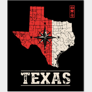 Vintage Texas State Map Lone Star Pride Art Posters and Art