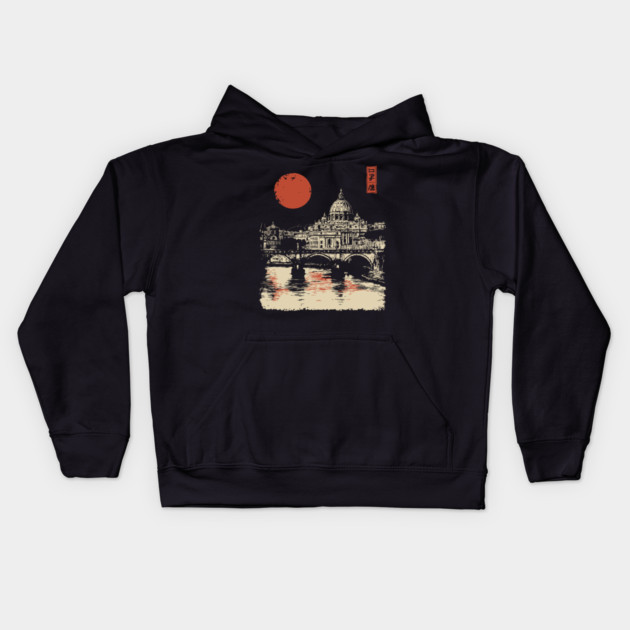 St. Peter's Basilica Reflection Vintage Rome Art Kids Hoodie by TuncGK