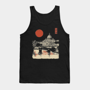 St. Peter's Basilica Reflection Vintage Rome Art Tank Top