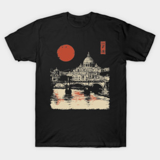 St. Peter's Basilica Reflection Vintage Rome Art T-Shirt