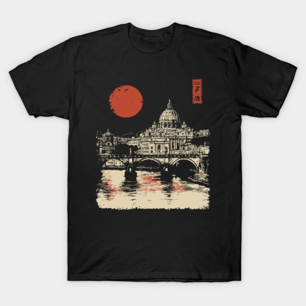 St. Peter's Basilica Reflection Vintage Rome Art T-Shirt by TuncGK