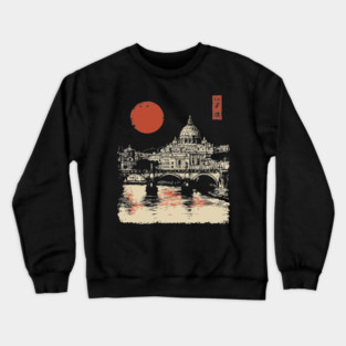 St. Peter's Basilica Reflection Vintage Rome Art Crewneck Sweatshirt