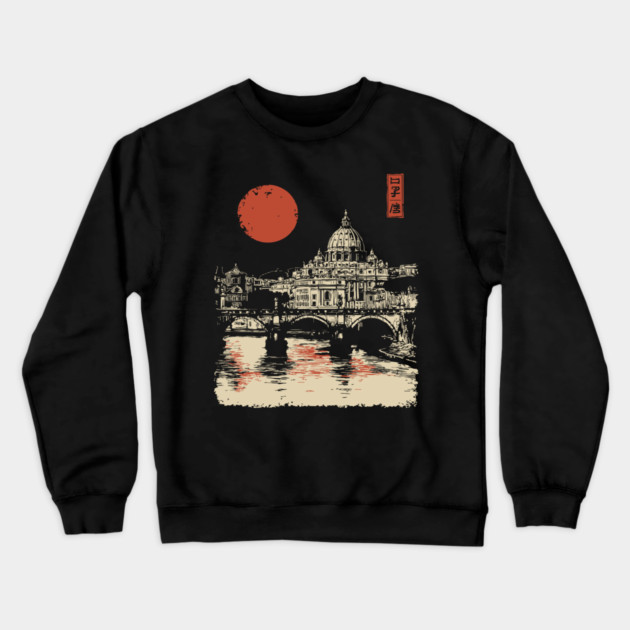 St. Peter's Basilica Reflection Vintage Rome Art Crewneck Sweatshirt by TuncGK