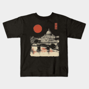 St. Peter's Basilica Reflection Vintage Rome Art Kids T-Shirt