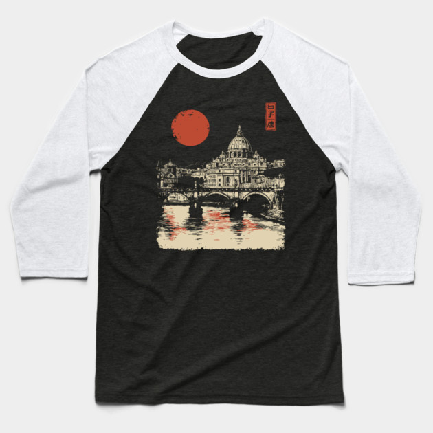 St. Peter's Basilica Reflection Vintage Rome Art Baseball T-Shirt by TuncGK