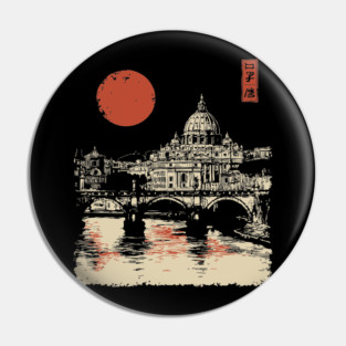 St. Peter's Basilica Reflection Vintage Rome Art Pin