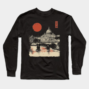 St. Peter's Basilica Reflection Vintage Rome Art Long Sleeve T-Shirt