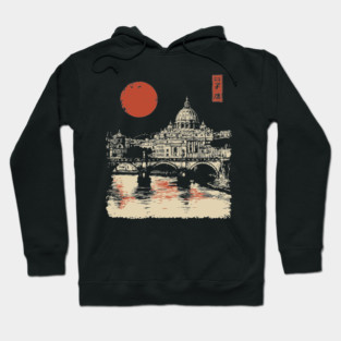 St. Peter's Basilica Reflection Vintage Rome Art Hoodie