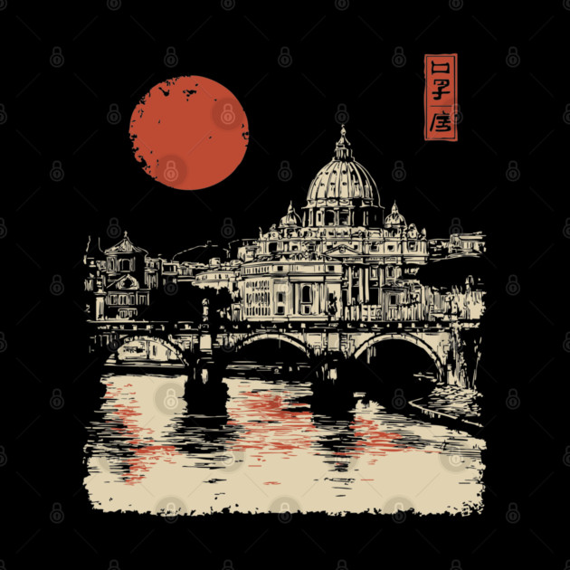 St. Peter's Basilica Reflection Vintage Rome Art by TuncGK