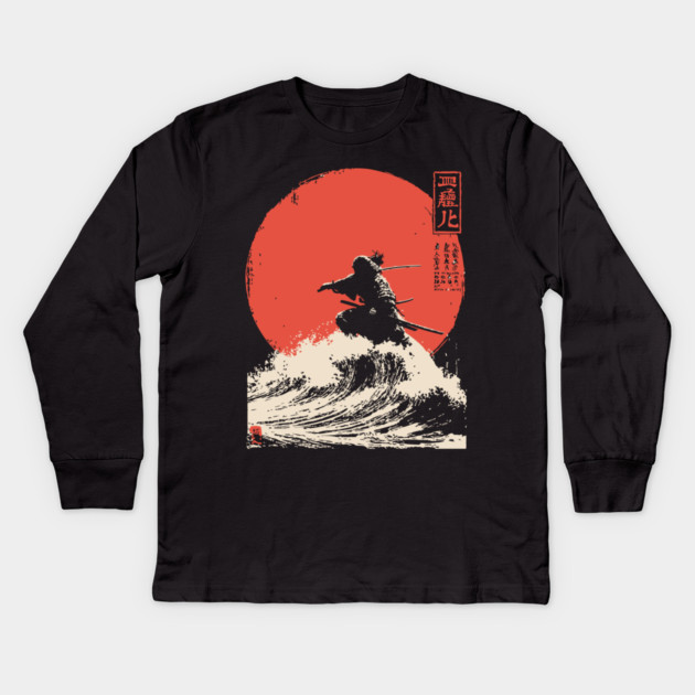 Susanoo God of the Sea and Storms Ukiyo-e Kids Long Sleeve T-Shirt by TuncGK