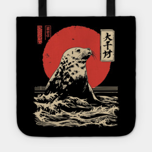 Curious Harbor Seal Portrait Vintage Marine Art Tote