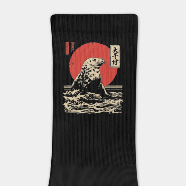 Curious Harbor Seal Portrait Vintage Marine Art by TuncGK