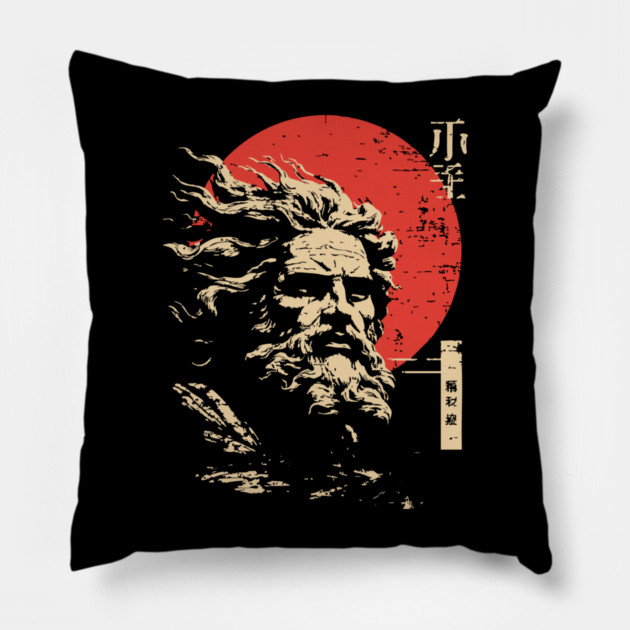 Zeus King of the Gods Vintage Greek Mythology Pillow by TuncGK