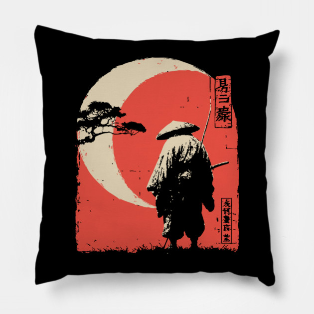 Tsukuyomi Japanese Moon God Vintage Mythology Pillow by TuncGK