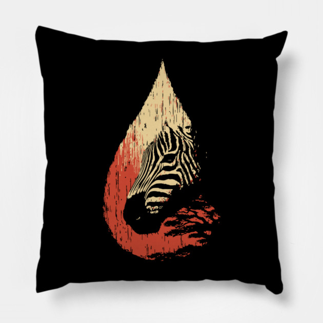 Zebra Spirit in a Drop Surreal Vintage Art Pillow by TuncGK