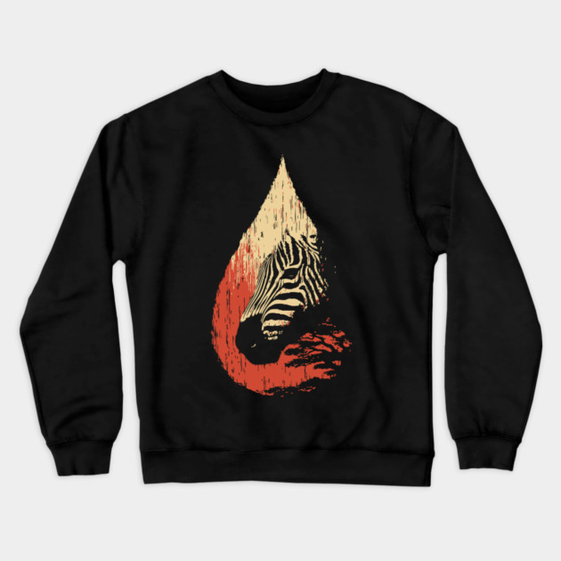 Zebra Spirit in a Drop Surreal Vintage Art Crewneck Sweatshirt by TuncGK