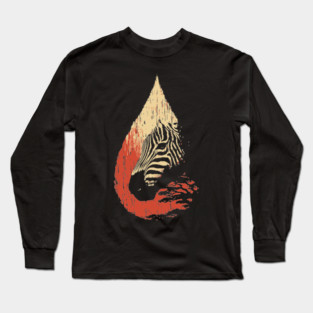 Zebra Spirit in a Drop Surreal Vintage Art Long Sleeve T-Shirt