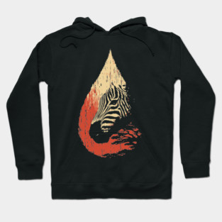 Zebra Spirit in a Drop Surreal Vintage Art Hoodie