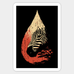 Zebra Spirit in a Drop Surreal Vintage Art Sticker