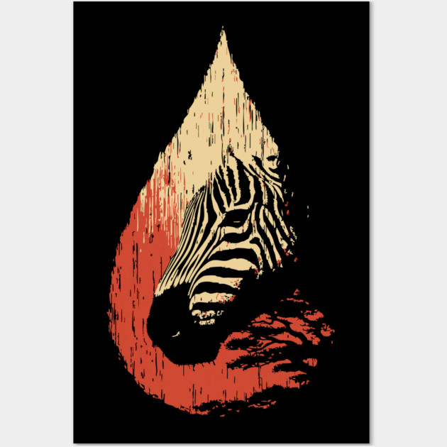 Zebra Spirit in a Drop Surreal Vintage Art Wall Art by TuncGK