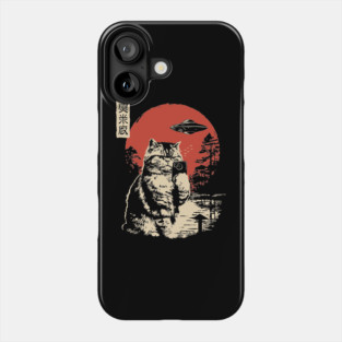 Cat Taking a Selfie with a UFO Funny Art Phone Case