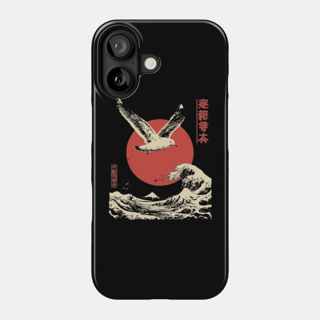 Soaring Seagull Japanese Ukiyo-e Ocean Art Phone Case by TuncGK