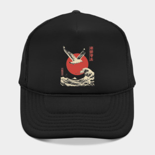 Soaring Seagull Japanese Ukiyo-e Ocean Art Hat