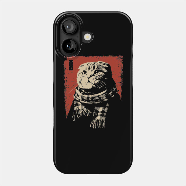 Dapper Scottish Fold Cat Gentleman with Scarf Phone Case by TuncGK