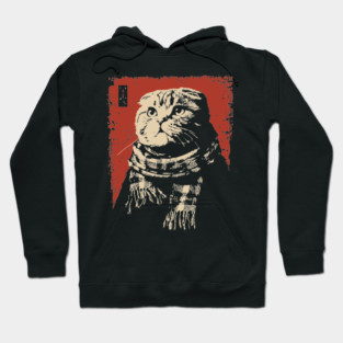 Dapper Scottish Fold Cat Gentleman with Scarf Hoodie
