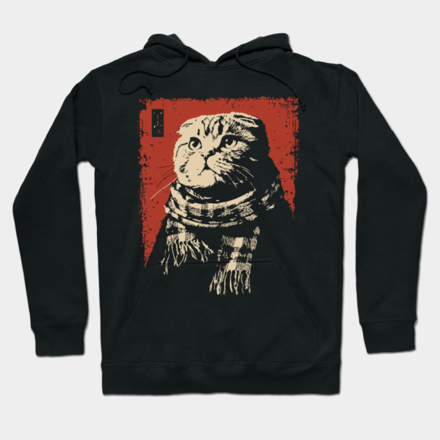 Dapper Scottish Fold Cat Gentleman with Scarf Hoodie by TuncGK