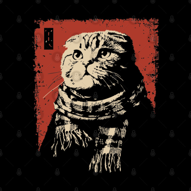 Dapper Scottish Fold Cat Gentleman with Scarf by TuncGK