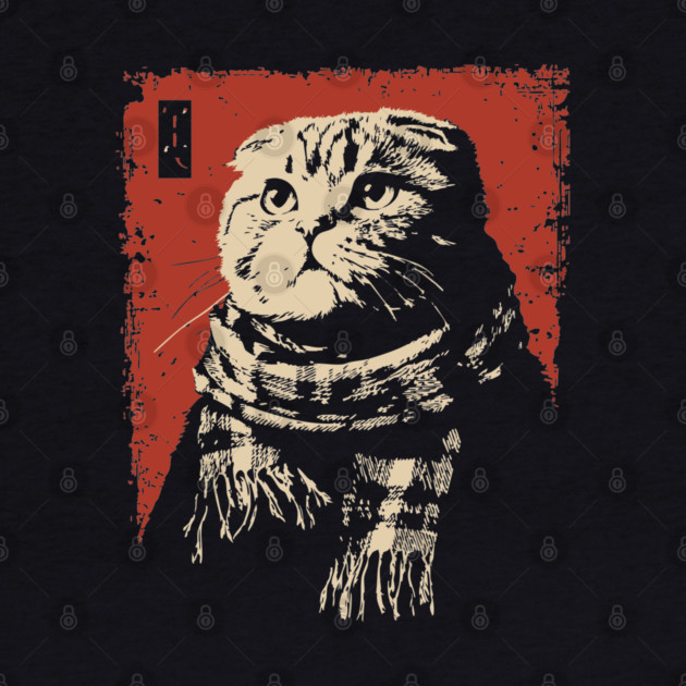 Dapper Scottish Fold Cat Gentleman with Scarf by TuncGK