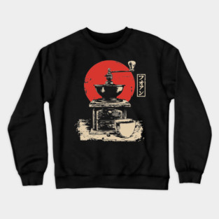 Vintage Coffee Grinder and Cup Japanese Art Crewneck Sweatshirt