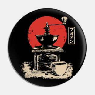 Vintage Coffee Grinder and Cup Japanese Art Pin