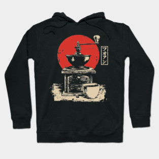 Vintage Coffee Grinder and Cup Japanese Art Hoodie