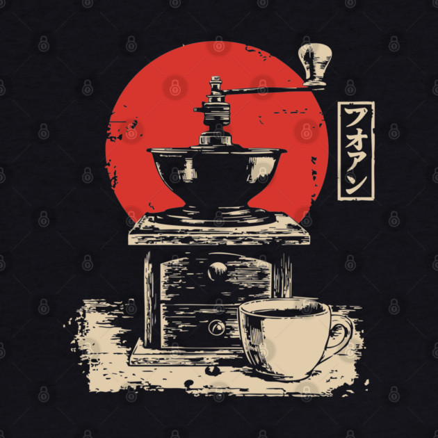 Vintage Coffee Grinder and Cup Japanese Art by TuncGK