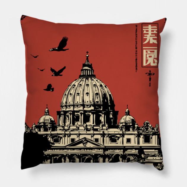 Vatican City St. Peter's Basilica Vintage Art Pillow by TuncGK