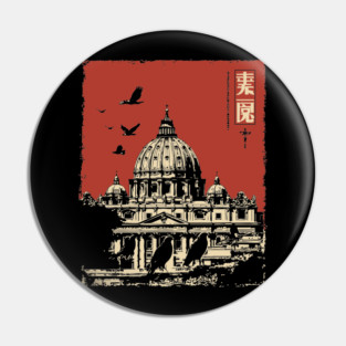 Vatican City St. Peter's Basilica Vintage Art Pin