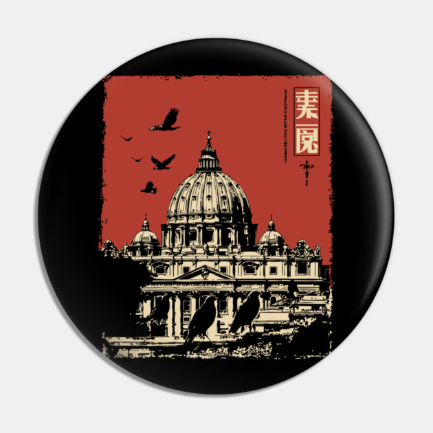 Vatican City St. Peter's Basilica Vintage Art Pin by TuncGK