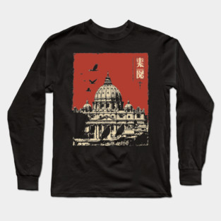 Vatican City St. Peter's Basilica Vintage Art Long Sleeve T-Shirt