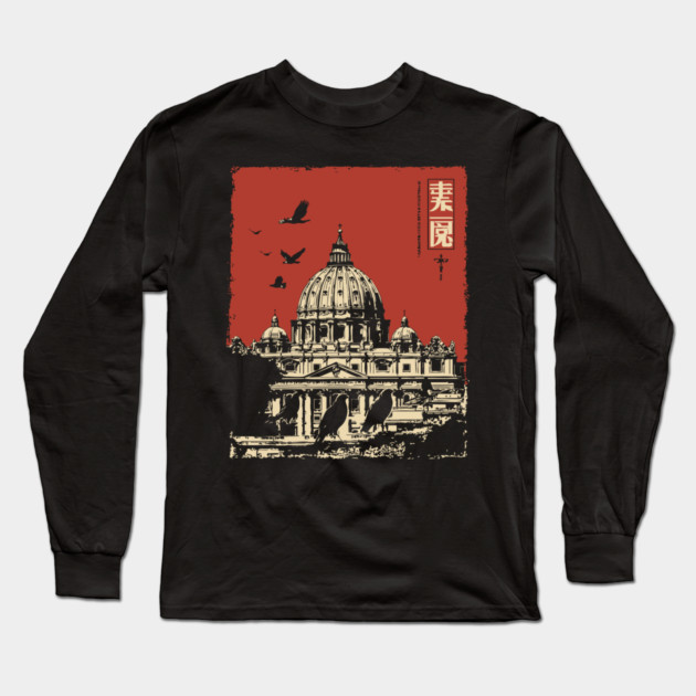 Vatican City St. Peter's Basilica Vintage Art Long Sleeve T-Shirt by TuncGK