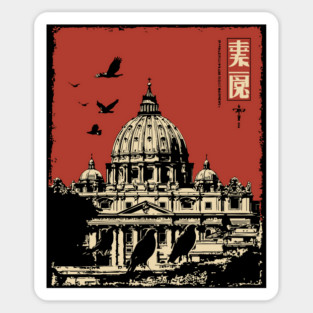 Vatican City St. Peter's Basilica Vintage Art Sticker