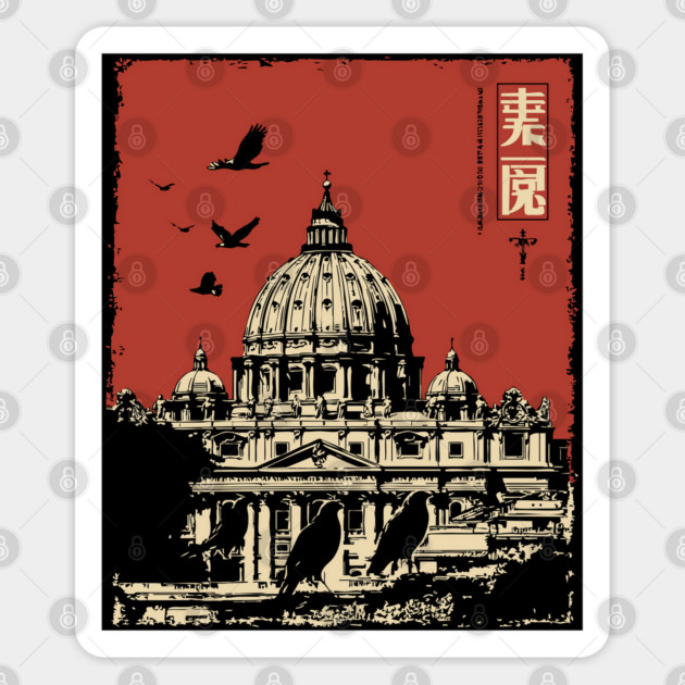Vatican City St. Peter's Basilica Vintage Art Sticker by TuncGK