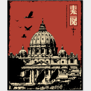 Vatican City St. Peter's Basilica Vintage Art Posters and Art