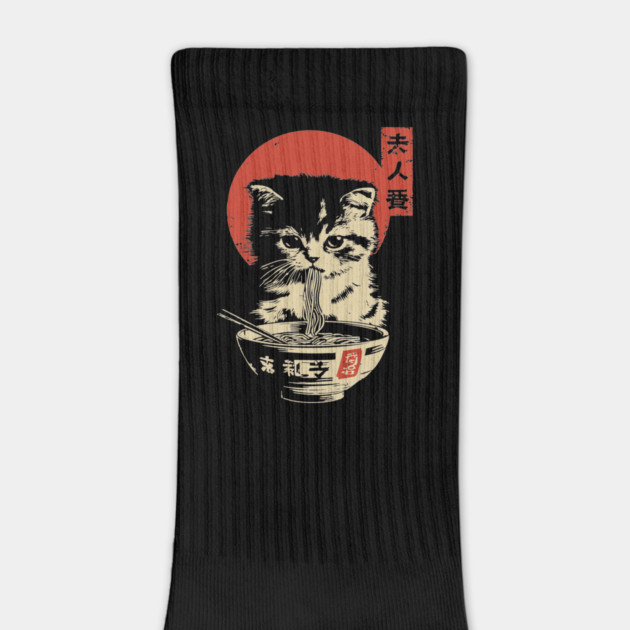 Cute Tabby Cat Eating Ramen Vintage Ukiyo-e by TuncGK